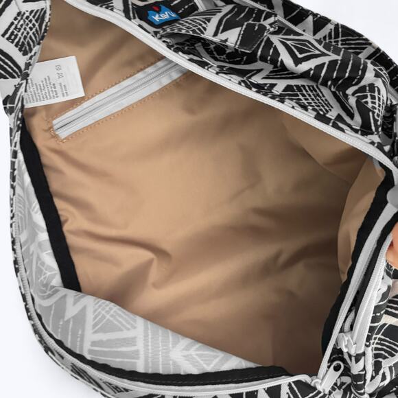 Kavu Black & White Geometric Print Canvas Rope Sling Crossbody Backpack Gorpcore - Picture 6 of 10